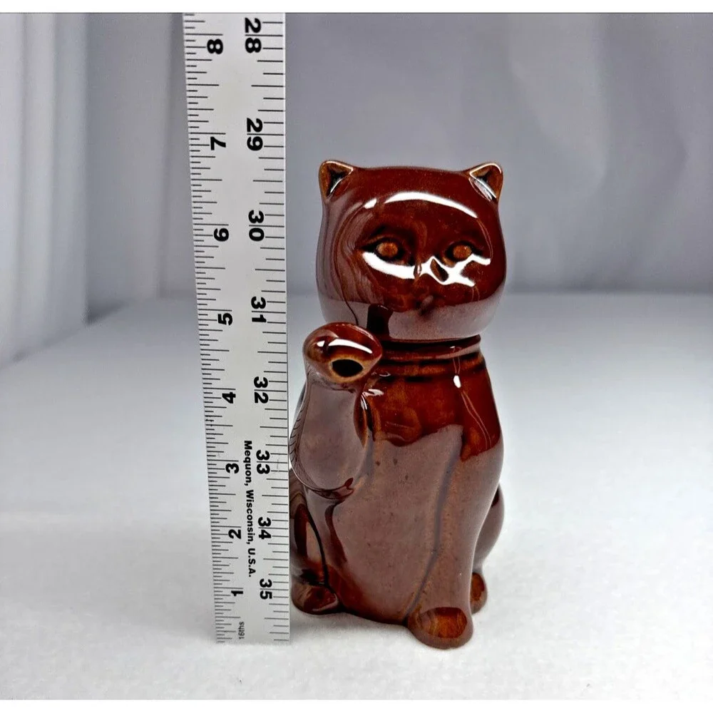 Chinese Ceramic Cat-Shaped Teapot Brown Glaze
